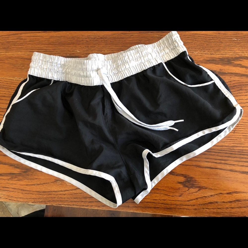 black and white athletic shorts